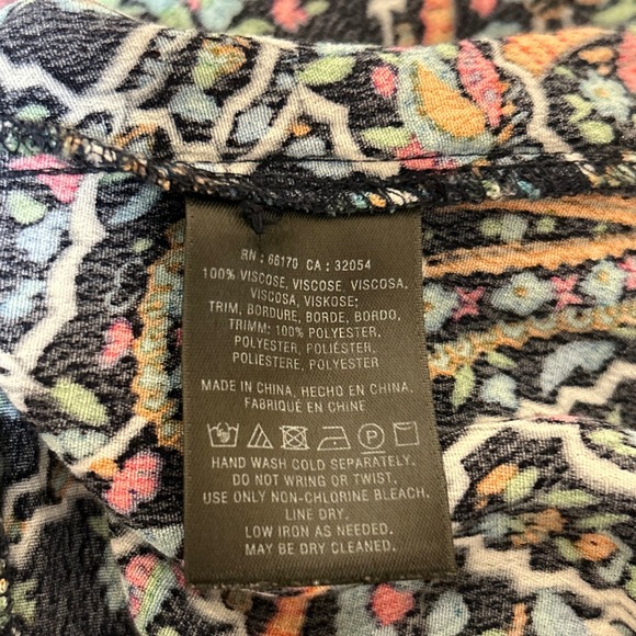 Anthropologie Maeve Size M Dress Paisley Tiered Dress Navy Blue Pink Rio Puffy - Picture 4 of 12